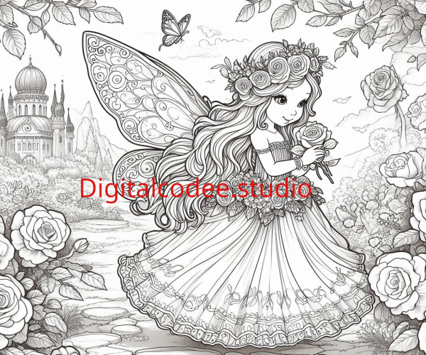 6  Fairies in a rose garden